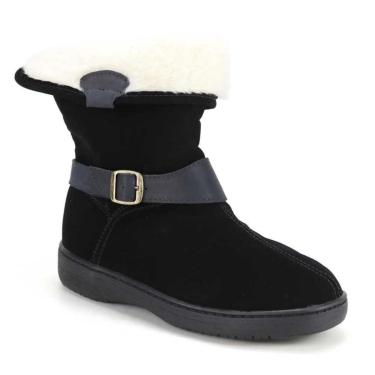 Imagem de Bota Feminina Forrada Cano Curto Baixo Rubra Preta Confortável para Frio Estilosa-Feminino