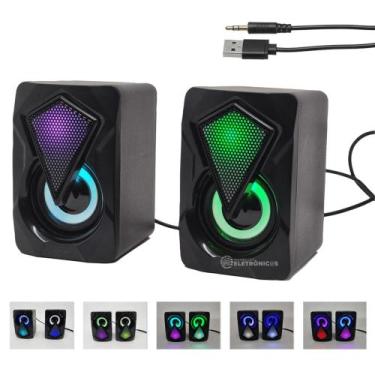 Imagem de Caixa Caixa De Som Game Pc Led Rgb Computador Pc P2 KPRO800 - K n u p