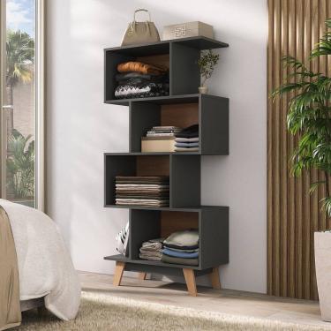 Imagem de Estante para Quarto Livreiro Ravelle Espresso Móveis Grafite/Nogal