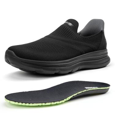 Imagem de ODCKOI Tênis masculino sem cadarço sem cadarço para academia/viagem/escritório, Suporte de arco preto 1640, 42