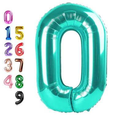 Imagem de Balloon Numbers 40 Inch, Balloons 0 Number for Baby Birthday, Blue Green Balloon for Baby Shower, Big Baloon for 10, 20, 100, 2025 Graduation Wedding Anniversaries Party