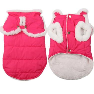 Imagem de JoyDaog Casaco de cachorro quente forrado com lã com design xale para o clima frio do inverno, casaco de cachorro grande macio à prova de vento, rosa XGG