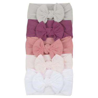 Imagem de Kit 5 Laços de Bebê Macio Faixinha Turbante Infantil - Castelo Marisol