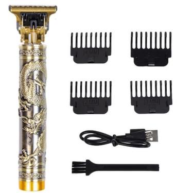 Imagem de Aparador de cabelo profissional para homens e mulheres, sem fio, recarregável, aparador de cabelo, kit de cuidados com corte corporal de metal, barbearia (dragão voador de cobre)
