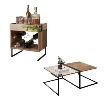 Imagem de Jogo Adega Para 6 Garrafas e Mesa De Centro Aurora - ÉdeCasaMóveis