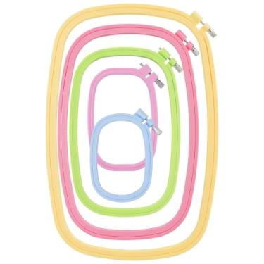 Imagem de QLOUN Conjunto com 5 bastidores retangulares de bordado, 12 cm, 15 cm, 25 cm, 30 cm, 38 cm, 38 cm, 38 cm, Aro de bordado de plástico ABS para artesanato DIY