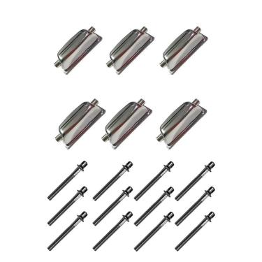 Imagem de Kit 6 Canoas Tom Caixa Cromo 18.5 + 12 Parafusos 51 X 6Mm M6