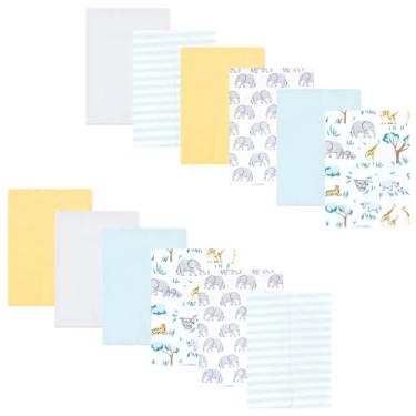 Imagem de Luvable Friends Hudson Baby Flanela Burp Panos, conjunto com 12 unidades, Safari na selva azul, 14x20 inches