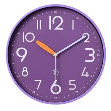 Imagem de Relógio de parede simples para sala de estar em casa, silencioso e luxuoso, sem necessidade de perfurar relógio de parede, adequado para sala de estar, estudo, quarto. Relógio decorativo (roxo, grande