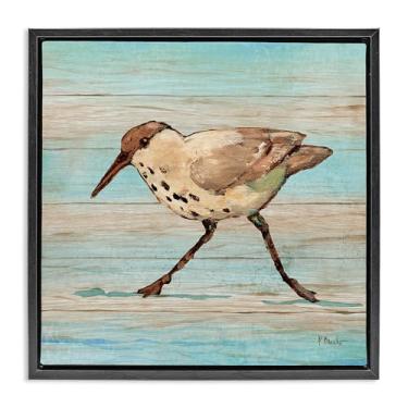 Imagem de Stupell Industries Arte de parede em tela flutuante preta de teca costeira Sandpiper por Paul Brent, 63 x 63 cm