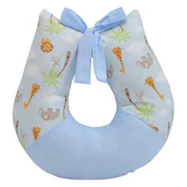 Imagem de Almofada Apoio de Amamentar Estampado Mamãe Bebê (Safari Azul)