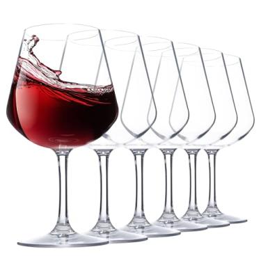 Imagem de Copos de vinho inquebráveis de 590 ml - taças de vinho de haste de plástico, conjunto de 6 taças de vinho transparentes, laváveis na lava-louças, livre de BPA (transparente, pequeno)