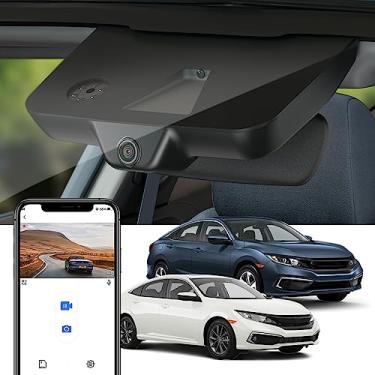 Imagem de Fitcamx Câmera de painel 4K adequada para Honda Civic 2016-2021 e Insight 2019-2022 (com 8 ventilações, HD2-0323), visual de fábrica OEM, vídeo UHD 2160P, WiFi e aplicativo integrados, gravação em