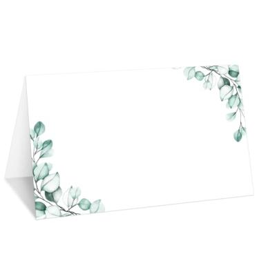 Imagem de Cartões de Eucalipto Greenery, conjunto de 25 cartões de nome de barraca para configuração de mesa, etiqueta de comida para casamento, chá de bebê, artigos de festa de jantar de aniversário -007