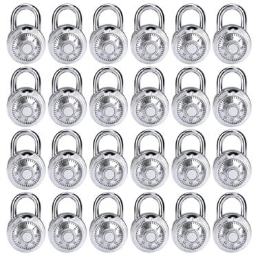 Imagem de Fechadura de combinação, trava de combinação de mostrador padrão LQYN , pacote com 24; placa giratória, 5 cm de largura, combinação fixa de três digitais, para escola, academia e armário, caixa de
