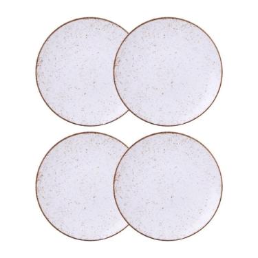 Imagem de Jogo De Pratos Rasos 4 Peças Rústico 25 Cm Porcelana Decorada Tramontina