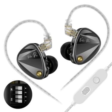 Imagem de KZ Fones de ouvido Vader Pro intra-auriculares para jogos, driver dinâmico triplo IEM com 4 interruptores de afinação, clareza em todas as frequências, som estéreo confortável, isolamento de ruído