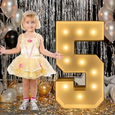 Imagem de Número iluminado para letreiro de 6 m, números para letreiro de 6 metros de altura, placa de LED grande para festas, decorações de aniversário, formatura, formatura, chá de bebê (número 5)