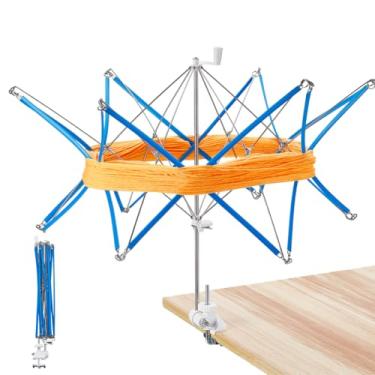 Imagem de PH PandaHall Enroladores de bola de fio para guarda-chuva de fio de crochê suporte rápido para novelos de aço inoxidável enrolador de bobina manual flexível dobrável para entusiastas de tricô, 44,5 x