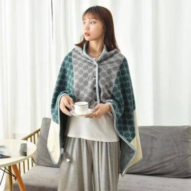 Imagem de Ponchos De Cadeira De Rodas Quentes Com Capuz Casacos Sem Mangas Para Adultos, Cobertor De Cadeira De Rodas De Inverno Capa De Aquecimento Cobertor De Lazer Multiuso Capa De Flanela Macia G, I