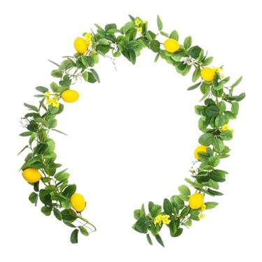 Imagem de Generic Guirlanda de limão artificial, guirlanda de flores suspensa, frutas artificiais, flores artificiais, verde para livraria, cozinha, casamento, Style C