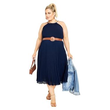 Imagem de City Chic Women's Apparel Vestido feminino plus size frente única plissado, Azul marino, 17 Plus Size