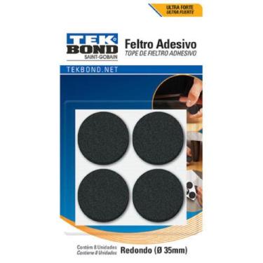 Imagem de Kit 08 Feltro Adesivo Protetor De Pé Mesa Sofá Cadeira 35mm - Tek Bond