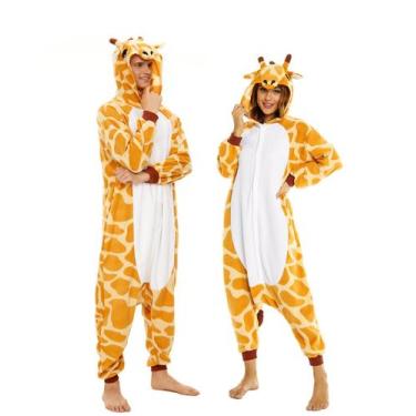 Imagem de Pijama CANASOUR Giraffe para casais, macacão de poliéster para adultos