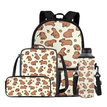 Imagem de Mochila Gomyblomy Capybara para meninas de 6 a 10 anos com lancheira