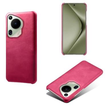 Imagem de Capa para Huawei Pura 70 ultra,Proteção contra quedas,Casca de volta de cor sólida simples,Design de couro de imitação de plástico-Rose