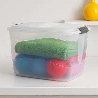 Imagem de Caixa Organizadora 20l Transparente De Plástico Resistente Tampa Com T