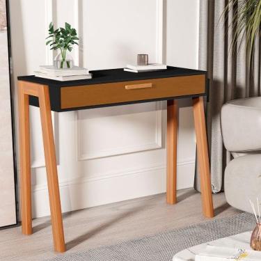 Imagem de Aparador Buffet Maragogi Pés em Madeira Preto/cedro - SAL MÓVEIS