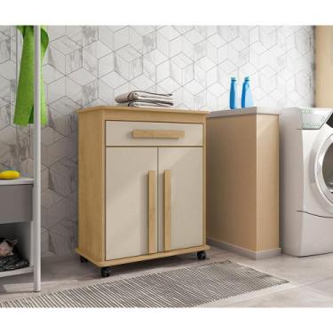 Imagem de Armário Balcão Multiuso 2 Portas 1 Gaveta com Rodízios Chile Cinamomo/