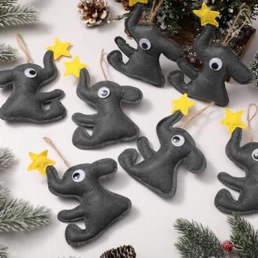 Imagem de SmoothNovelty 12 peças, enfeite de elefante da amizade, enfeite de Natal de feltro com estrela, presente de amizade para irmãs, amigas, presente para amantes de elefantes