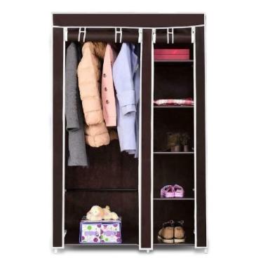 Imagem de Guarda Roupa Cabideiro Organizador Portatil 4 Prateleiras Compacto Arara Closet Praia Quarto Brecho