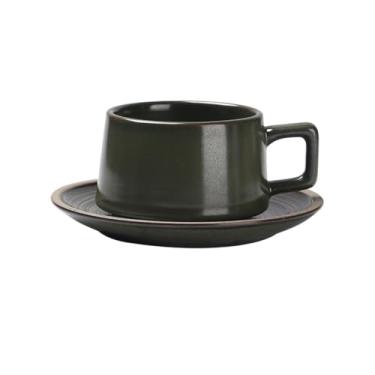Imagem de Caneca de café de cerâmica Caneca de cerâmica para café, leite, chá, aveia, restaurante, casa, caneca com pires, 220ml