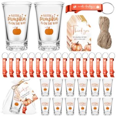 Imagem de Singhoow 50 conjuntos de lembrancinhas de chá de bebê para convidados, copos de tiro de acrílico com abridor de garrafas, chaveiros, etiquetas e bolsas de agradecimento, lembrancinhas de festa