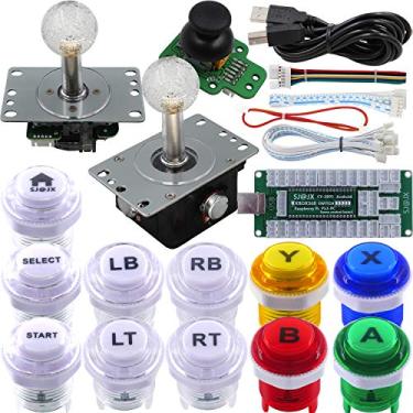 Imagem de SJ@JX Controle de jogo Arcade 3D Gamepad analógico com sensor de joystick Fly Joystick Microswitch MX botão LED cabo de luz codificador USB para PC, PS3, Nintendo Switch, Xbox 360, Android, Raspberry