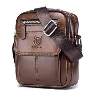 Imagem de Bolsa de Ombro Masculina Tipo Mensageiro Bolsa Carteiro em Couro Genuíno Super Macio e Grande Capacidade Estilo Contemporâneo