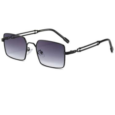 Imagem de HPIRME Óculos de armação de metal retrô da moda, lentes transparentes degradê, proteção UV400, punk (preto e cinza)