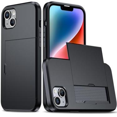 Imagem de SORAKA Capa para iPhone 15 Plus com porta-cartões Capa para carteira Capa blindada para iPhone 15 Plus Capa para PC TPU de camada dupla Capa à prova de choque