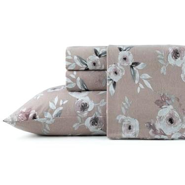 Imagem de Pointehaven 180 g/m² algodão escovado rosa empoeirado estampado flanela bolso profundo conjunto de lençóis 3 peças, solteiro