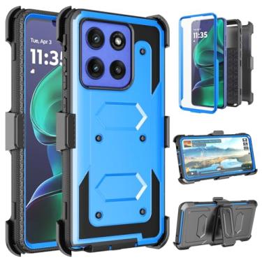 Imagem de Takfox Capa para Moto G Stylus 5G 2025, para Motorola G Stylus 2025 5G, protetor de tela integrado, suporte, clipe de cinto, coldre de corpo inteiro, proteção de camada dupla de grau militar, capa à