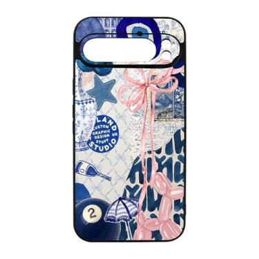 Imagem de qizjio Capa de telefone moderna colagem à prova de choque capa protetora para celular com laço preppy para Google Pixel 9 Pro XL