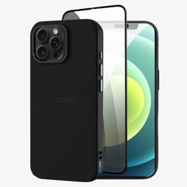 Imagem de Kit Capa Capinha Case Proteção Premium Preta Anti Impactos + Película de Privacidade (iPhone 12/12 Pro)