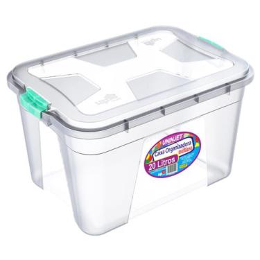Imagem de Caixa Organizadora Transparente 20L com Tampa e 2 Travas Produto atóxi