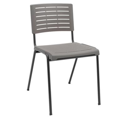 Imagem de Cadeira Empilhável Fixa Escritório Multiuso Base Preta Kimi P03 Basalto - Lyam Decor