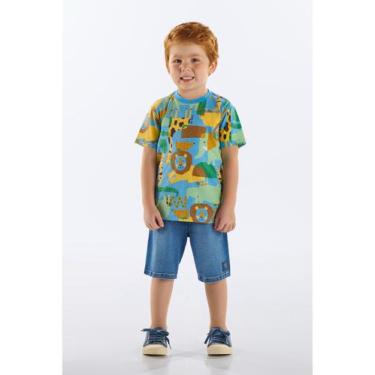 Imagem de Camiseta Infantil Masculina Algodão Up Baby, Azul, 4