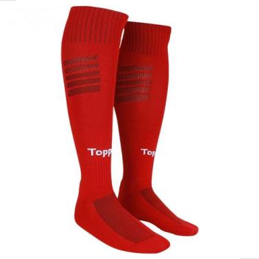 Imagem de Meião Futebol Topper Cup Faixa Tensora Dry Masculina Adulto, Vemelho