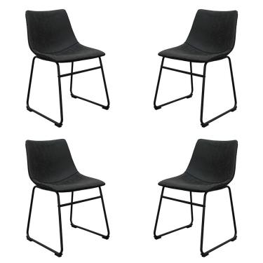 Imagem de Kit 4 Cadeiras Decorativas Marquezine Sala De Jantar Pu Base Aço Preto G56 - Gran Belo